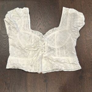 White Love & Other Things Cropped Eyelet Top